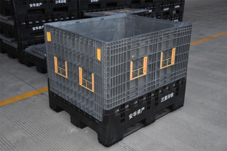 Stór þungur samanbrjótanlegur plastbretti geymslukassi ílát